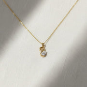 Lab Diamond Solitaire Engagement Pendant/ Pear Cut Lab Grown Diamond Bridesmaid Pendant/ 14K Gold Swan Diamond Pendant Gift For Her