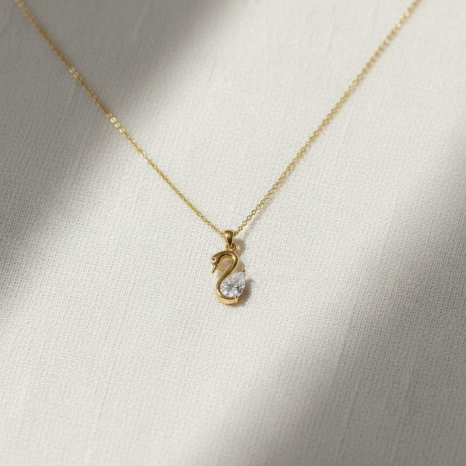 Lab Diamond Solitaire Engagement Pendant/ Pear Cut Lab Grown Diamond Bridesmaid Pendant/ 14K Gold Swan Diamond Pendant Gift For Her