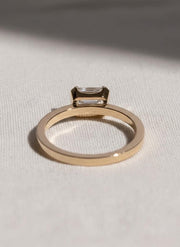 2 Carat Emerald Cut Lab Grown Diamond Engagement Ring | 14K Gold Half Bezel | IGI Certified
