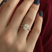 2 Carat Elongated Cushion Lab Grown Diamond Compass Set Engagement Ring / 14k Yellow Gold Dainty Pave Engagement Ring / Flush Fit Ring