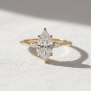 Marquise 3 Stone Engagement Ring Marquise Diamond Ring Real Lab Diamond Trilogy Ring White Rose Yellow Gold Ring Solid 10K 14K 18K Gold Ring