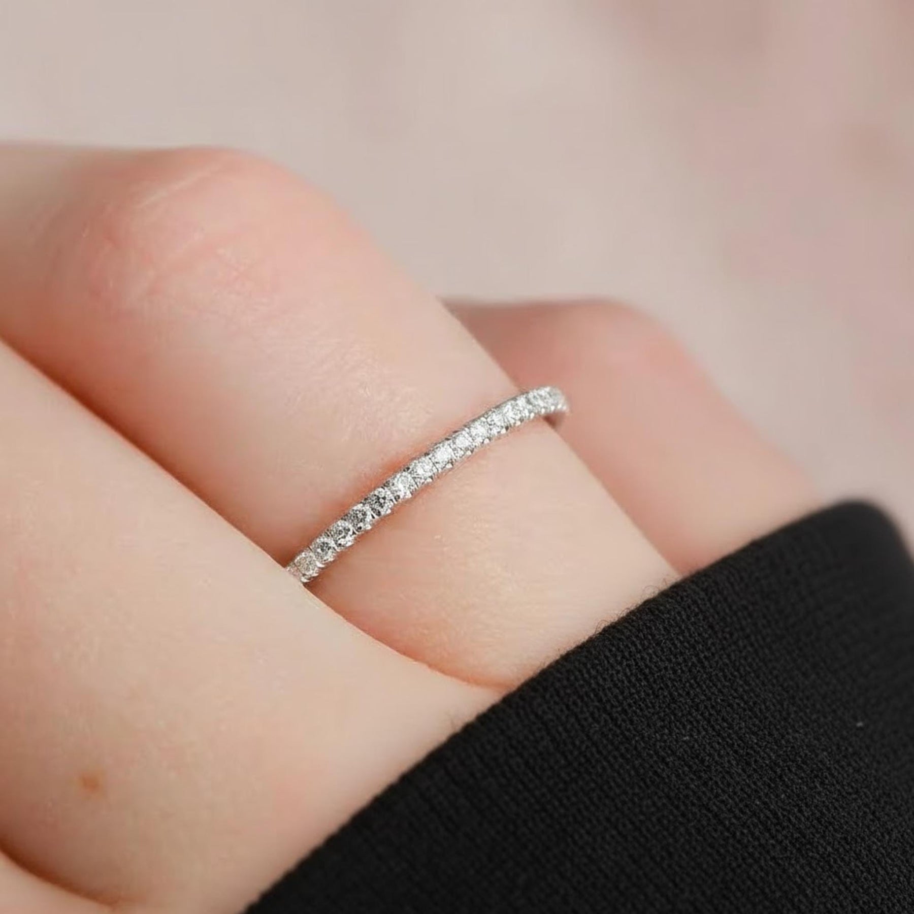 Diamond Eternity Ring/ Diamond Eternity Wedding Band/ 14k Gold Thin Diamond Wedding Band/ Micro Pave Thin Diamond Eternity Band in 14k Gold