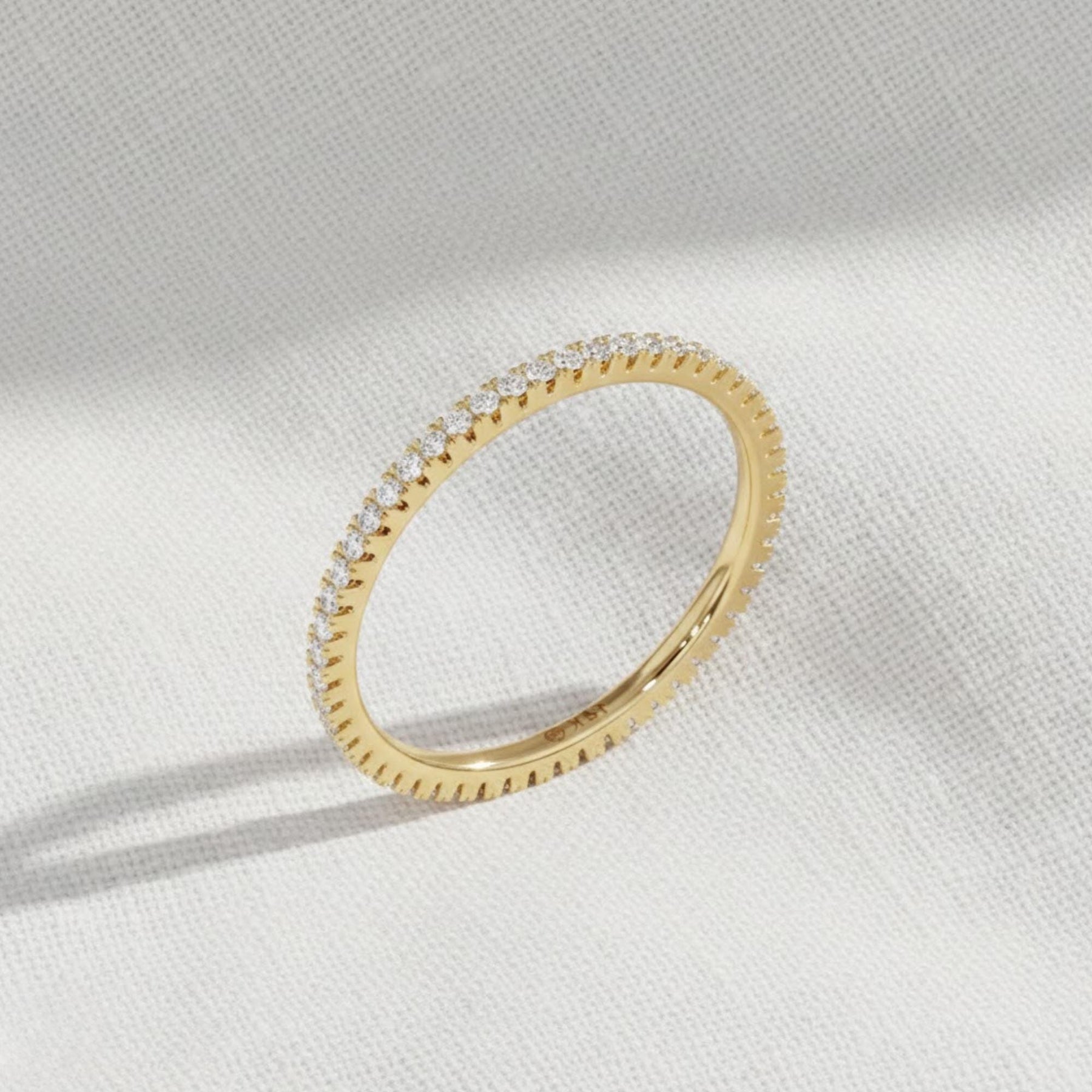 Diamond Eternity Ring/ Diamond Eternity Wedding Band/ 14k Gold Thin Diamond Wedding Band/ Micro Pave Thin Diamond Eternity Band in 14k Gold