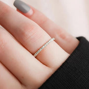Diamond Eternity Ring/ Diamond Eternity Wedding Band/ Silver Thin Diamond Wedding Band/ Micro Pave Thin Diamond Eternity Band in 925 Silver
