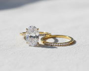 3.00 Carat Oval Cut Lab Grown Diamond Bridal Set with Pave’ Accents / 14k Yellow Gold / Oval Shape Engagement Ring & Matching Band