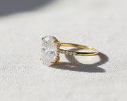 3.00 Carat Oval Cut Lab Grown Diamond Bridal Set with Pave’ Accents / 14k Yellow Gold / Oval Shape Engagement Ring & Matching Band