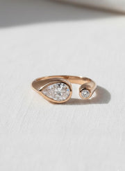 Handmade 14k Gold Diamond Pear Signet Ring