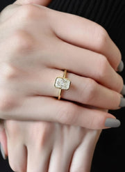 3 Carat Radiant Cut Lab Grown Diamond Engagement Ring | IGI Certified | Solitaire Bezel Ring | 14K Solid Gold
