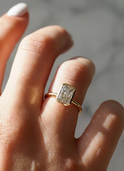 3 Carat Radiant Cut Lab Grown Diamond Engagement Ring | IGI Certified | Solitaire Bezel Ring | 14K Solid Gold