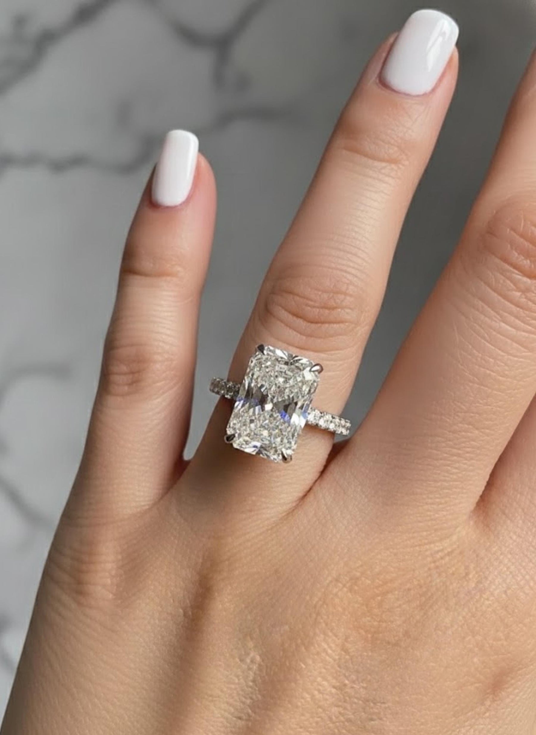 Radiant Lab Grown Diamond Engagement Ring / 3.00 CT Radiant Cut CVD Diamond Wedding Ring / Solitaire & Accents Stone Proposal Ring