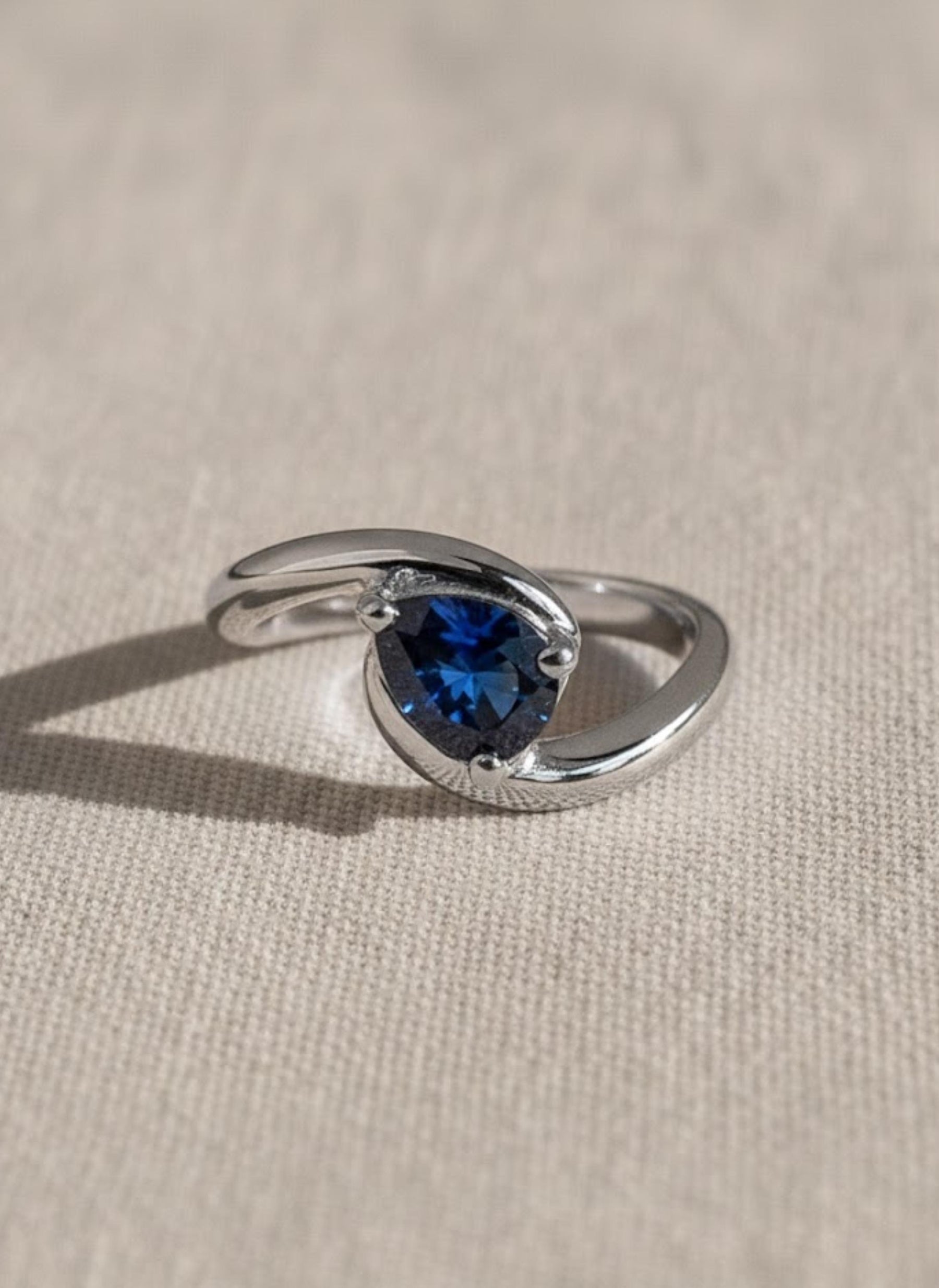 Emerald and Sapphire Bypass Ring in 14K Solid Gold Green Gemstone Ring