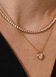 Tennis Necklace/ Diamond Tennis Necklace / 14k Gold Prong Set Diamond Tennis Necklace/ Multistone Diamond Layering Necklace