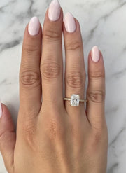 Radiant Lab Grown Diamond Engagement Ring / 2.00 to 3.00 CT Radiant Cut CVD Diamond Wedding Ring / Solitaire & Accents Stone Proposal Ring