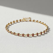 The Valentina Multi-Stone Bezel-Set Ruby Tennis Bracelet in 10K or 14K Solid Gold