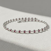 The Valentina Multi-Stone Bezel-Set Ruby Tennis Bracelet in 10K or 14K Solid Gold
