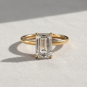 14K Gold Emerald Cut Lab Grown Diamond Engagement Ring – IGI Certified