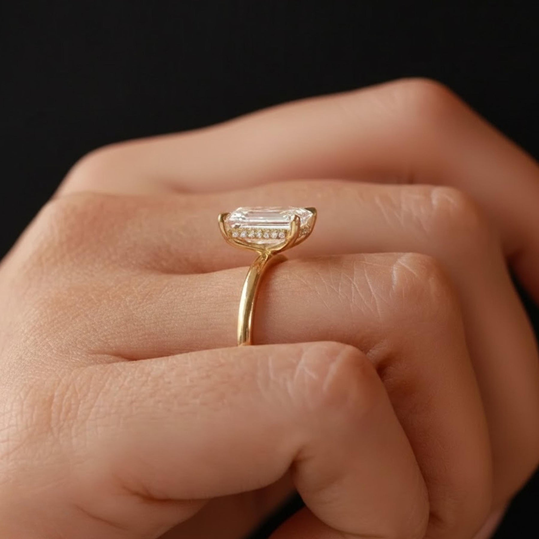 14K Gold Emerald Cut Lab Grown Diamond Engagement Ring – IGI Certified