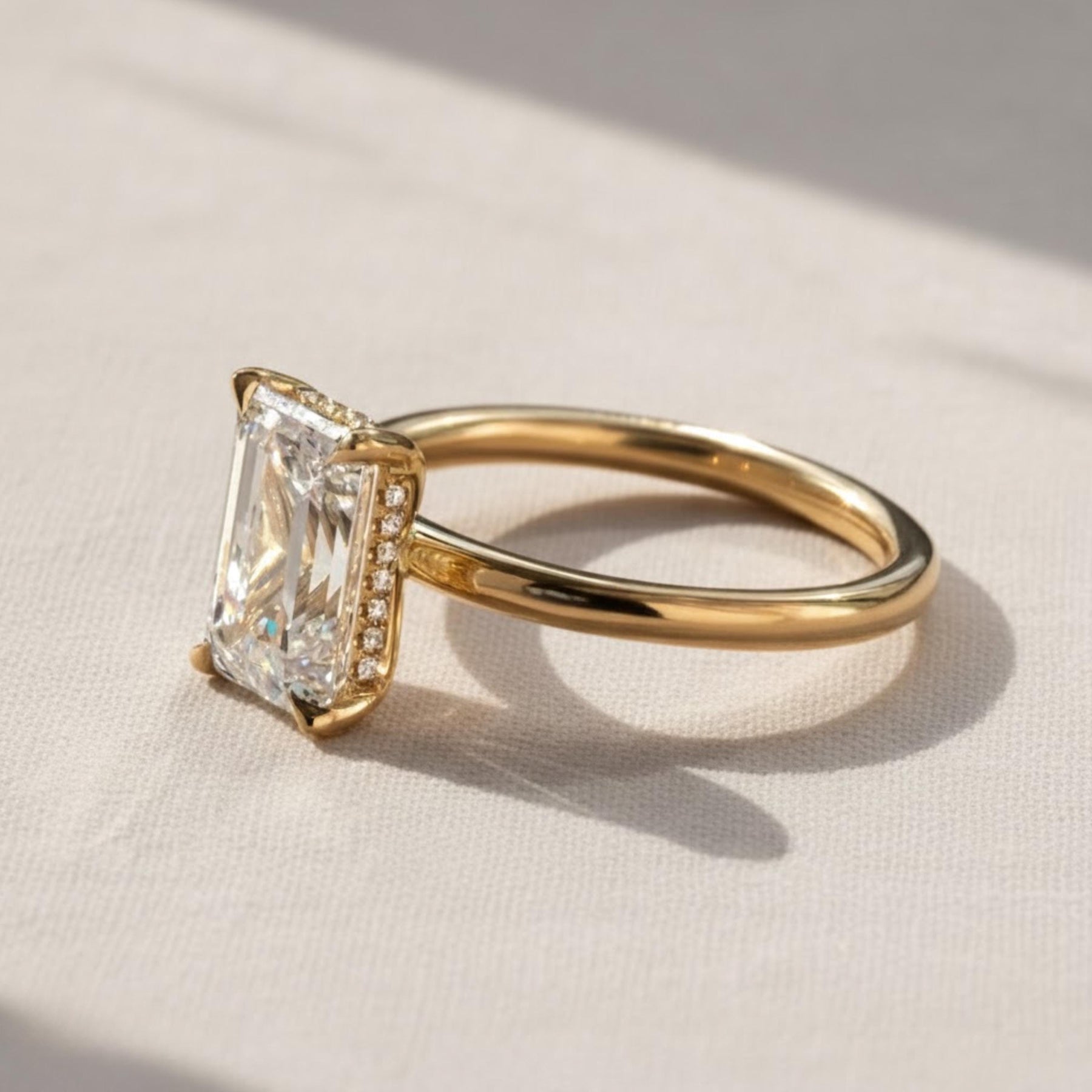 14K Gold Emerald Cut Lab Grown Diamond Engagement Ring – IGI Certified