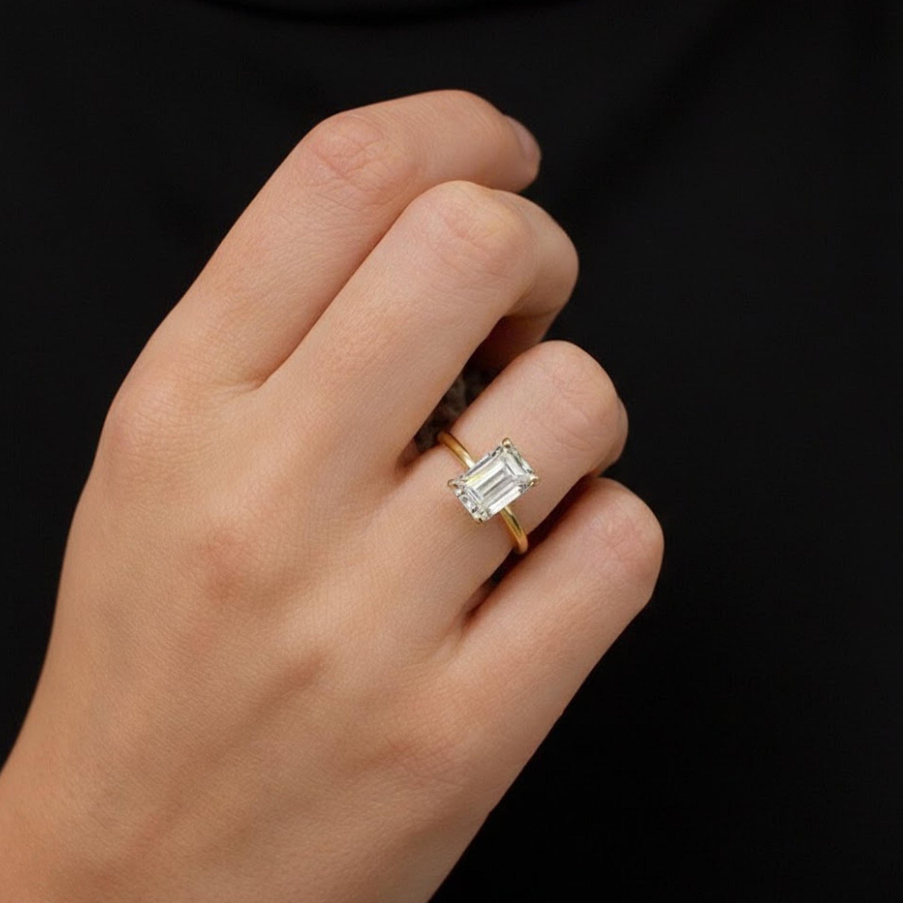 14K Gold Emerald Cut Lab Grown Diamond Engagement Ring – IGI Certified
