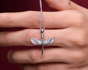 925 Sterling Silver Diamond St. Michael Necklace, Archangel Pendant, Guardian Angel