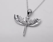 925 Sterling Silver Diamond St. Michael Necklace, Archangel Pendant, Guardian Angel