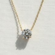 Round Lab Grown Diamond Necklace, 1 ctw, 2 ctw, 3 ctw Diamond Necklace, Large Solitaire Diamond, Everyday Classic 14K, Livia