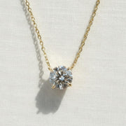 Round Lab Grown Diamond Necklace, 1 ctw, 2 ctw, 3 ctw Diamond Necklace, Large Solitaire Diamond, Everyday Classic, 10K, 14K, Livia