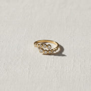 14k Gold Diamond Statement Ring, 0.35 ctw Diamond Bypass Bezel Setting Ring, Cross Over Open Bezel Set Handmade Ring, Birthday Gift