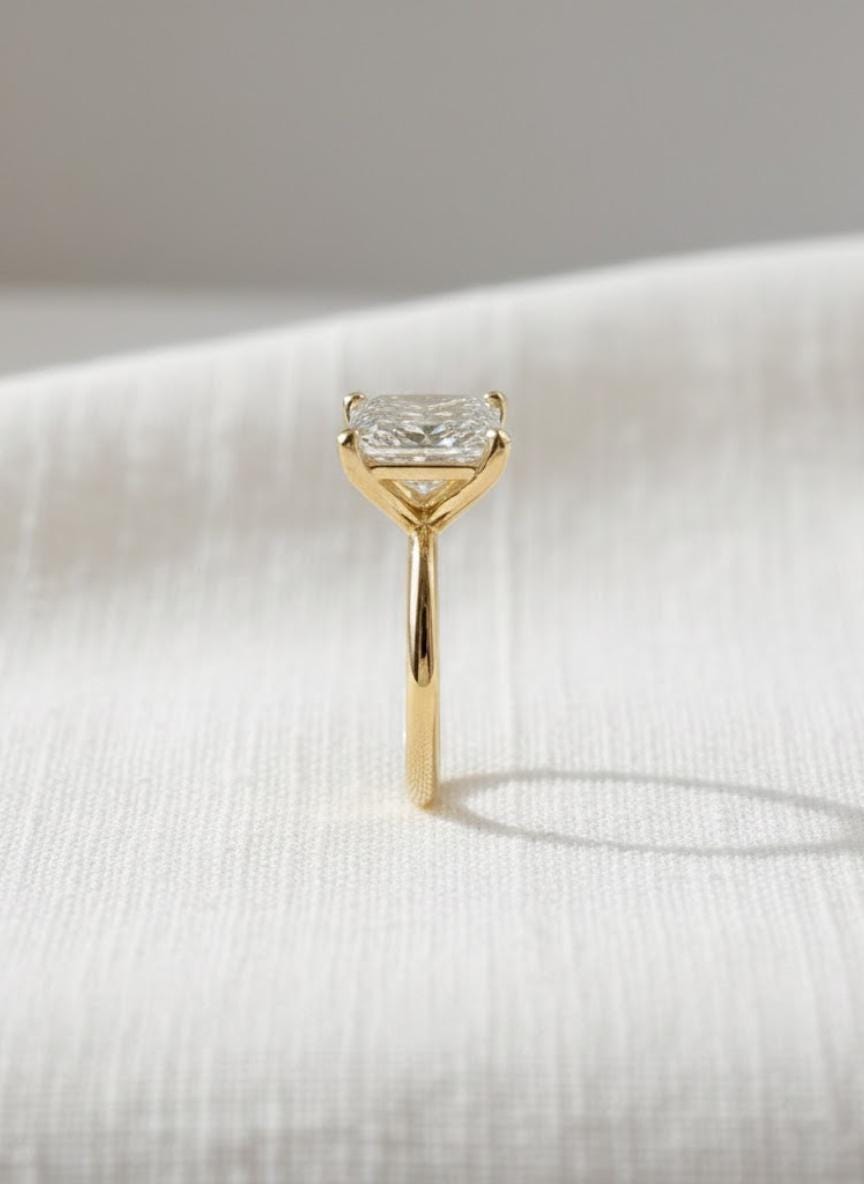 Princess Cut Lab Diamond Engagement Ring: Yellow Gold Solitaire