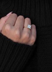 Princess Cut Lab Diamond Engagement Ring: Yellow Gold Solitaire
