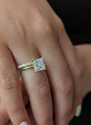 Princess Cut Lab Diamond Engagement Ring: Yellow Gold Solitaire