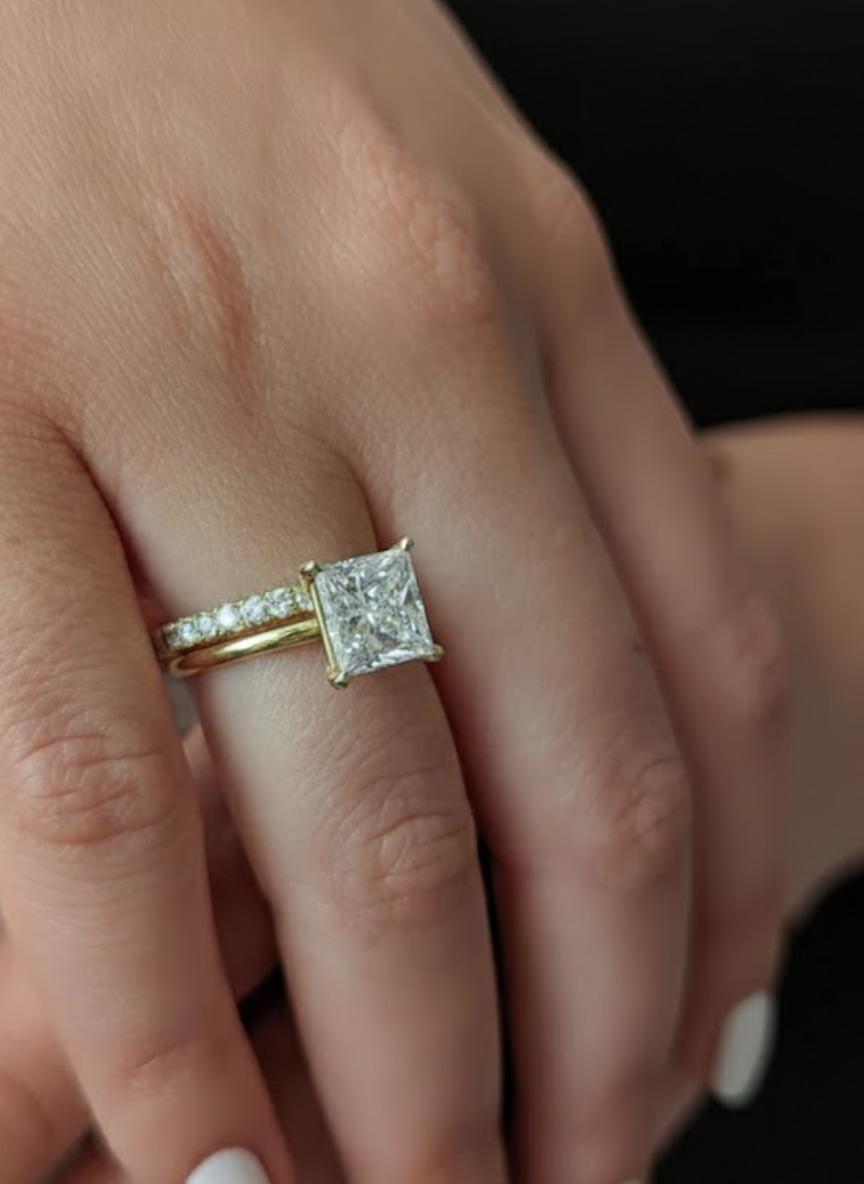 Princess Cut Lab Diamond Engagement Ring: Yellow Gold Solitaire