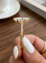2.5 Carat Pear Cut F VS1 Lab Grown Diamond 2 MM Solitaire Ring / Tulip Set 6 Prong 925 Silver Pear Shaped Engagement Ring / HUGE Diamond
