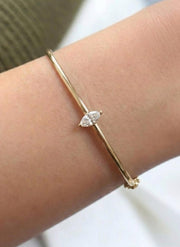 14K Gold Bangle: 0.70 Carat Marquise Lab Grown Diamond Bracelet