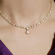 Diamond Tennis Necklace Silver Jewelry, Statement Necklace, Handmade Necklace, Diamond Pendant, Bridal Jewelry, Diamond Necklace, Pear Cut