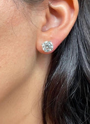 4 Carat Lab Grown Diamond Stud Earrings: F VS1, 14k Gold