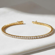 Round Cut Lab Grown Diamond Tennis Bracelet, 14K White Gold Bridal Wedding Bracelet, Conflict Free Diamond Bracelet Gift For Her