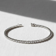 Round Cut Lab Grown Diamond Tennis Bracelet, 14K White Gold Bridal Wedding Bracelet, Conflict Free Diamond Bracelet Gift For Her