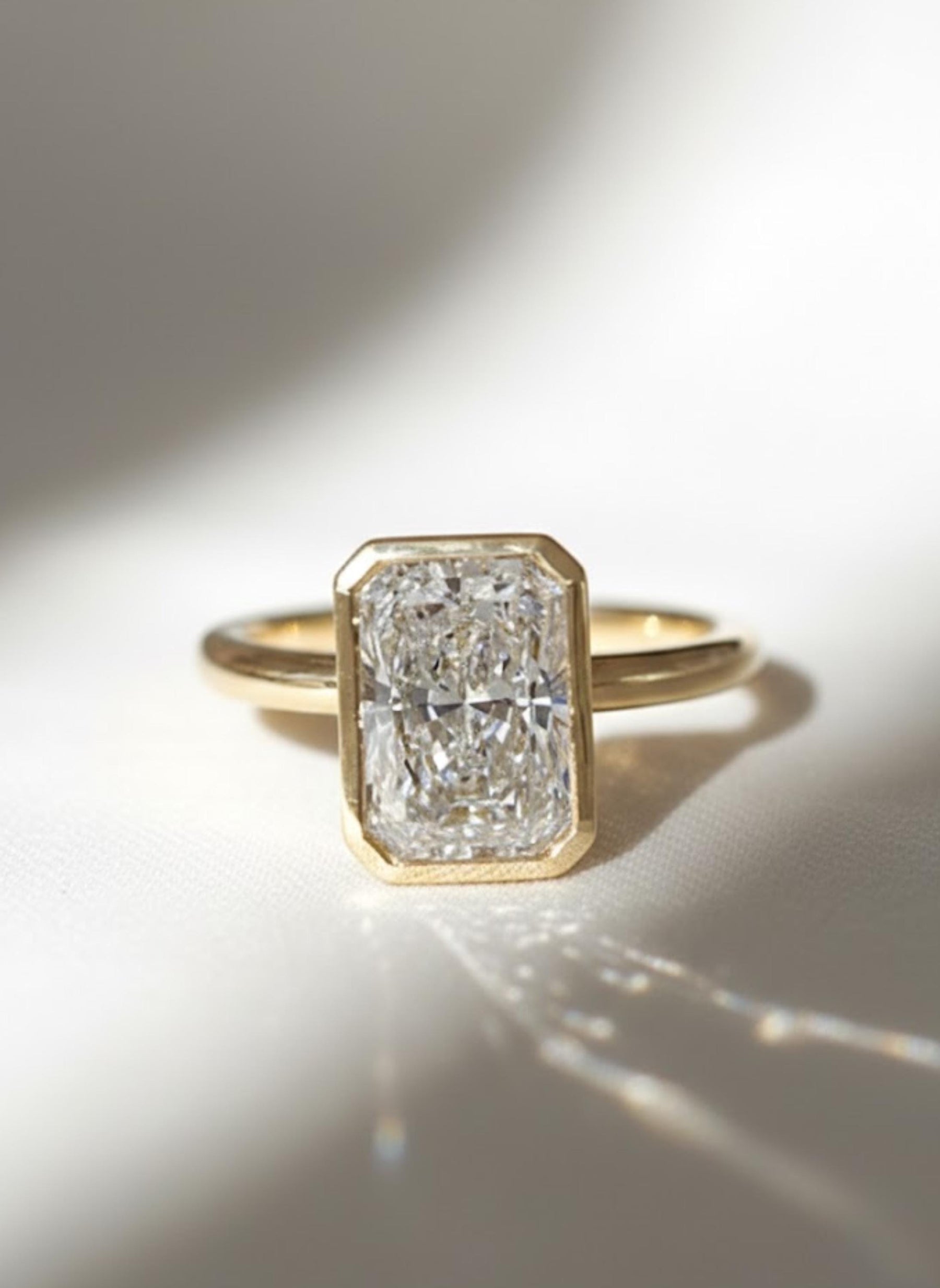 3 Carat Radiant Cut Lab Grown Diamond Engagement Ring | IGI Certified | Solitaire Bezel Ring | 14K Solid Gold