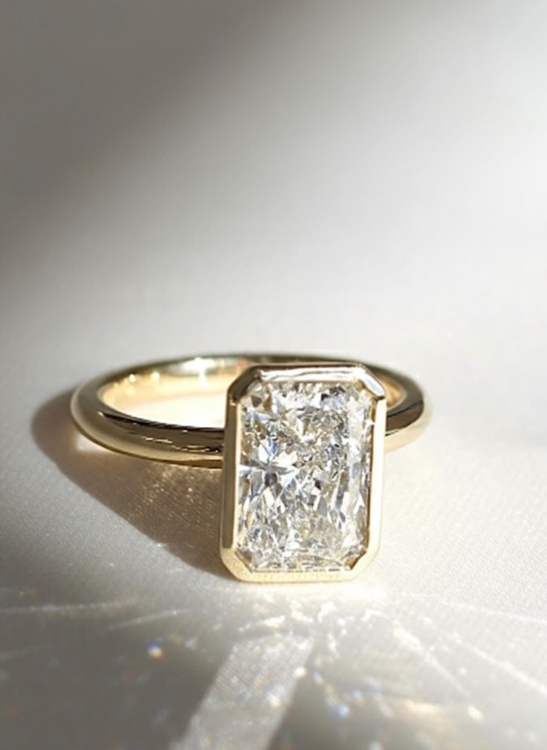 3 Carat Radiant Cut Lab Grown Diamond Engagement Ring | IGI Certified | Solitaire Bezel Ring | 14K Solid Gold