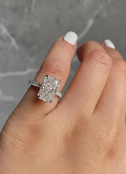 Radiant Lab Grown Diamond Engagement Ring / 3.00 CT Radiant Cut CVD Diamond Wedding Ring / Solitaire & Accents Stone Proposal Ring