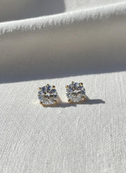 4 Carat Lab Grown Diamond Stud Earrings: F VS1, 14k Gold