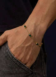 14k Emerald Bracelet, Baguette Green Emerald with Bezel Setting, May Birthstone, Birthstone Jewelry, 14k Dainty Bracelet, Teresa
