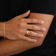14K Yellow Gold Plated Domed Wedding Band | 5mm Gold Ring | Classic Dome Comfort Fit Wedding Band | Men and Women's Engraved Ring