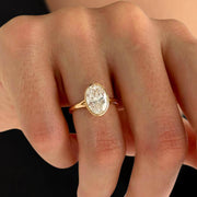 2 Carat Oval Lab Grown Diamond Solitaire Ring / Bezel Set Diamond Engagement Ring / 2ct Oval Split Shank Ring / Bezel Set Oval Diamond Ring