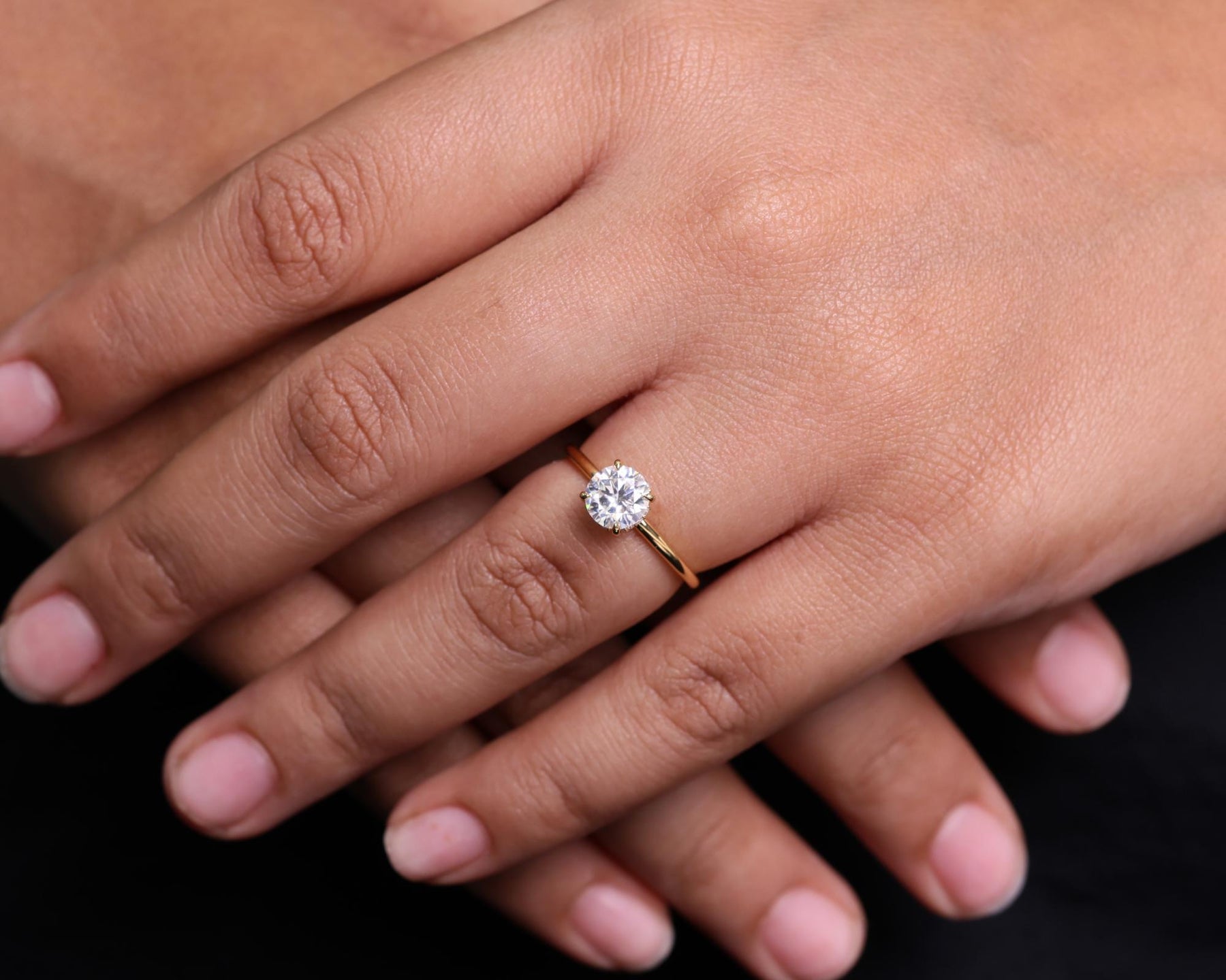Round Lab Grown Diamond Engagement Ring / IGI Certified 1.00 CT Man Made Diamond Ring / 14K Solid Gold Women's Wedding Ring