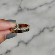 Diamond Ring, 14k Gold Half Eternity Diamond Wedding Band, Half Diamond Half Plain Band, Anniversary Gift Handmade Diamond Ring