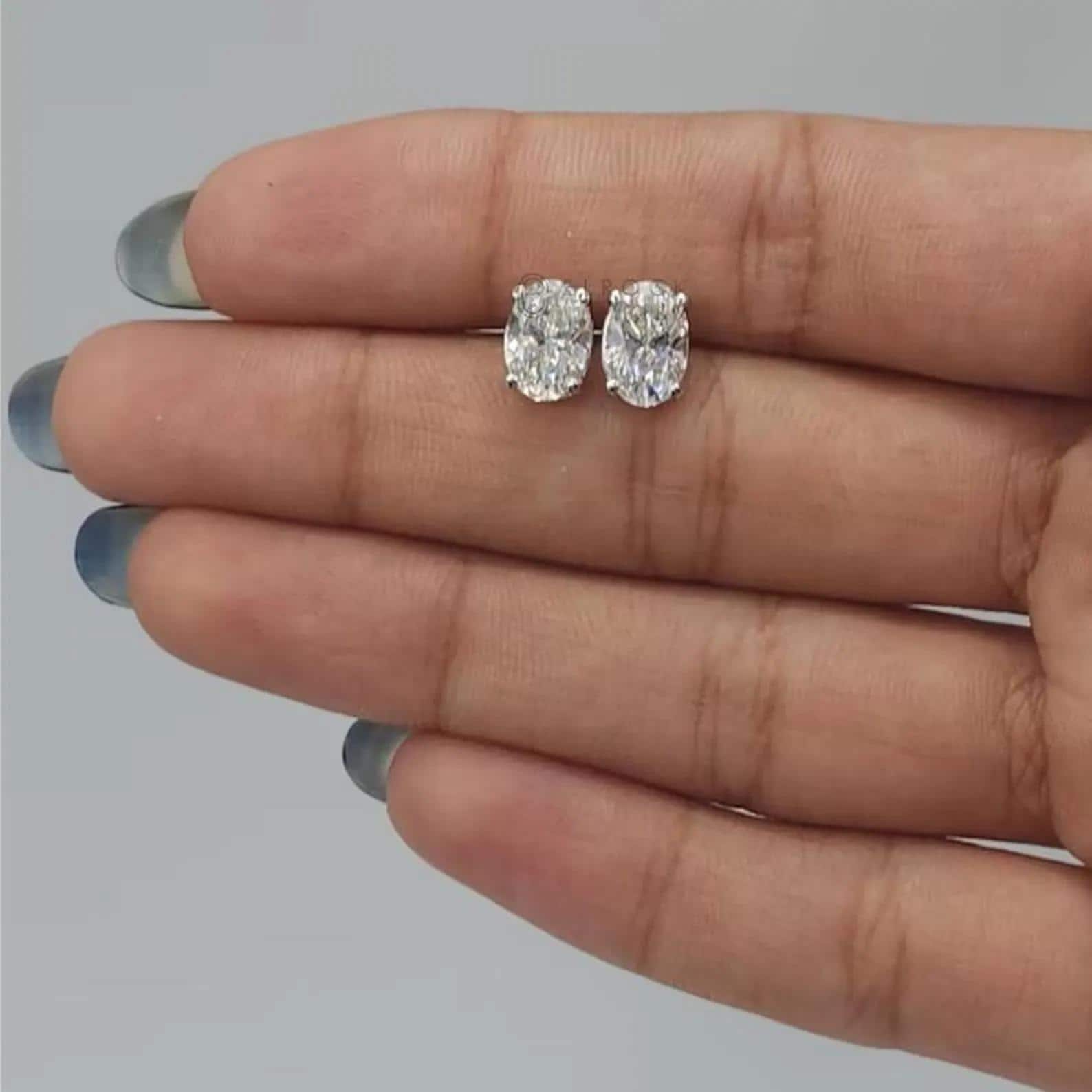 14K Oval Shaped Lab Diamond Stud Earrings, IGI Certified Diamond Studs 14K Lab Grown diamond studs, everyday diamond earrings, gift for her