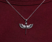 925 Sterling Silver Diamond St. Michael Necklace, Archangel Pendant, Guardian Angel