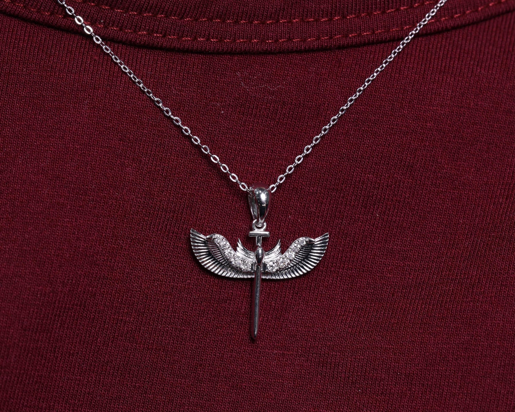 925 Sterling Silver Diamond St. Michael Necklace, Archangel Pendant, Guardian Angel